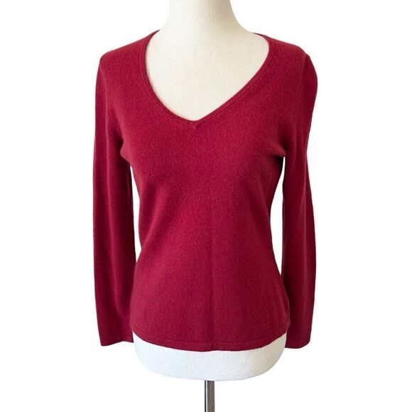 Vintage Ann Taylor Petites Cashmere V Neck Long Sleeve Sweater Made in Hong Kong - Picture 1 of 6